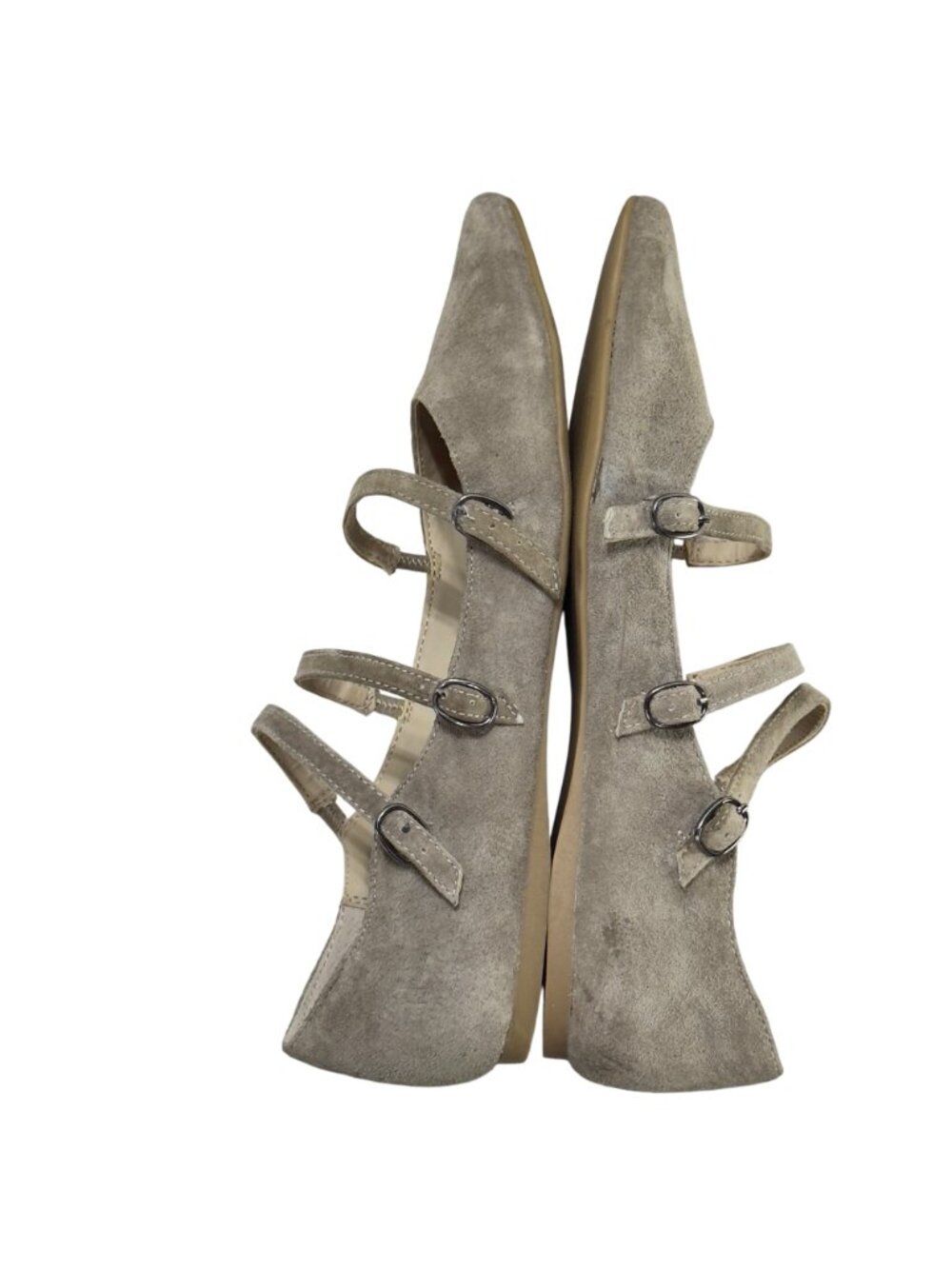 STEVE MADDEN Edggy Shoes Beige Suede Strappy Flats Women’s Size 7.5 - Picture 5 of 12